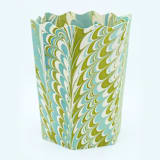 "Hand-Marbled Scallop Waste Bin / Storage Bin in Robin Blue" - Decorative Storage in blue by Inner Child