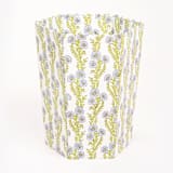 "Scallop Waste Bin / Storage Bin in Forget Me Not Blockprint" - Decorative Storage in green by Michelle Pham