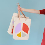 "Peace Sign Medium Tote" - Decorative Storage in multicolor by Ampersand Design Studio