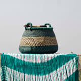 "Zoore Check Check Peacock Pattern Basket" - Decorative Storage in multicolor by AKETEKETE