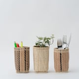 "Pencil Holder | Desk Organizer | Woven Basket" - Decorative Storage in beige by Jennifer Abelev