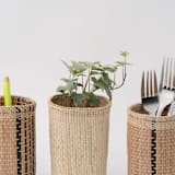 "Pencil Holder | Desk Organizer | Woven Basket" - Decorative Storage in beige by Jennifer Abelev