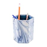 "Hand-Marbled Pencil Holder Organizer in Ocean Wave" - Decorative Storage in blue by Inner Child