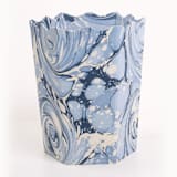 "Hand-Marbled Scallop Waste Bin / Storage Bin in Ocean Wave" - Decorative Storage in blue by Inner Child