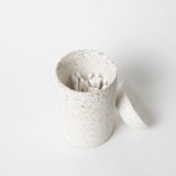 "Cotton Swab Holder - White Terrazzo" - Decorative Storage in white by Pretti.Cool