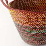 "Teal and Marigold Mini Rope Plant Holder" - Decorative Storage in multicolor by Moriah Okun