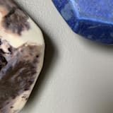 "5 Geo Wall Stones in White, Azul, and Nebula" - Original Sculpture in multicolor by Lauren Herzak Bauman