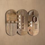 "Triptico Wooden Wall Art (Set of 3)" - Original Sculpture in brown by Meso Casa LLC