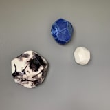 "3 Geo Wall Stones in White, Azul, and Nebula" - Original Sculpture in multicolor by Lauren Herzak Bauman
