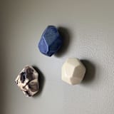 "3 Geo Wall Stones in White, Azul, and Nebula" - Original Sculpture in multicolor by Lauren Herzak Bauman