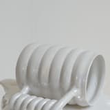 "Boinggg! Mug Metalic Pearl" - Original Sculpture in white by KuuPottery