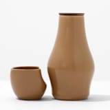 "Elegant Carafe and Cup Set - Tan" - Glassware in brown by Powered By People