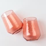 "Handblown Hammered Glass Water Tumbler - Blush - Set of 4" - Glassware in pink by Powered By People