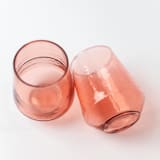 "Handblown Hammered Glass Water Tumbler - Blush - Set of 4" - Glassware in pink by Powered By People