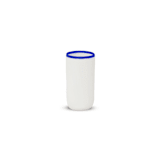 "Ligne Tall Cup White With Cobalt Blue Rim" - Glassware in multicolor by Tina Frey