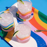 "Cool Wave Cocktail Glass - Set of 2" - Glassware in multicolorassorted-colors by Ampersand Design Studio