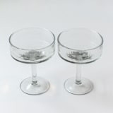 "Set of 4 Handblown Hammered Coupe Cocktail Glasses - Clear and Elegant" - Glassware in clear by Powered By People