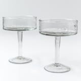 "Set of 4 Handblown Hammered Coupe Cocktail Glasses - Clear and Elegant" - Glassware in clear by Powered By People