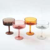 "Handblown Hammered Coupe Cocktail Glasses - Amber -  Set of 4" - Glassware in orange by Powered By People