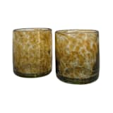 "Hand Blown Speckled Glass Tumblers in Amber - Set of 2" - Glassware in yellow by Vanessa Sherwood