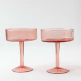 "Handblown Hammered Coupe Cocktail Glasses - Blush - Set of 4" - Glassware in pink by Powered By People