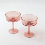 "Handblown Hammered Coupe Cocktail Glasses - Blush - Set of 4" - Glassware in pink by Powered By People