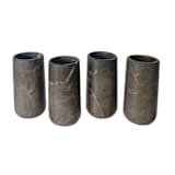 "Tequila Shot Glasses Hand Carved out of Marble with Wooden Base - Made in Mexico (Gray)" - Glassware in gray by Vanessa Sherwood