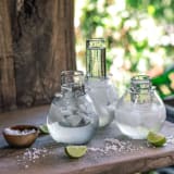 "Hand Blown Tequila Shot Glass with Cooler" - Glassware in clear by Vanessa Sherwood