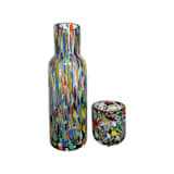 "Hand Blown Confetti Water Carafe + Glass Set | Made in Mexico - 20oz capacity" - Glassware in multicolorassorted-colors by Vanessa Sherwood