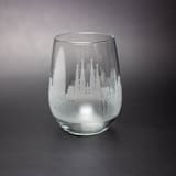 "Barcelona, Spain Stemless Skyline Wine Glass" - Glassware in clear by stephanie miller 1