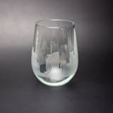 "Barcelona, Spain Stemless Skyline Wine Glass" - Glassware in clear by stephanie miller 1