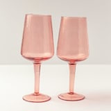 "Handblown Hammered Wine Glasses - Blush - Set of 4" - Glassware in pink by Powered By People