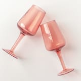 "Handblown Hammered Wine Glasses - Blush - Set of 4" - Glassware in pink by Powered By People