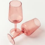 "Handblown Hammered Wine Glasses - Blush - Set of 4" - Glassware in pink by Powered By People