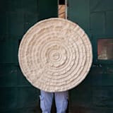 "Calendario Azteca Tapestry" - Original Textile Art in white by Powered By People