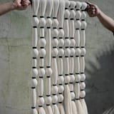 "Mitla Mini Tapestry" - Original Textile Art in white by Powered By People