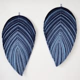 "Set of Shades of Blue leaves" - Original Textile Art in blue by Bharti Trivedi