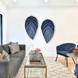 "Set of Shades of Blue leaves" - Original Textile Art in blue by Bharti Trivedi