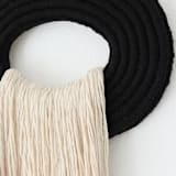 "Medium Fiber Art Wall Hanging - Black Crest" - Original Textile Art in multicolor by Bharti Trivedi