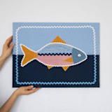 "Fab Fish" - Original Textile Art in blue by Karly Rose Sahr
