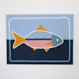 "Fab Fish" - Original Textile Art in blue by Karly Rose Sahr