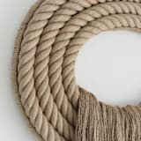 "Natural Dimensional Wall Art - XL Jute Crest" - Original Textile Art in natural by Bharti Trivedi