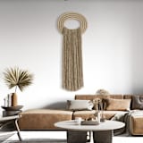 "Natural Dimensional Wall Art - XL Jute Crest" - Original Textile Art in natural by Bharti Trivedi