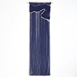 "Fiber Art Wall hanging - Crescent Bay" - Original Textile Art in blue by Bharti Trivedi