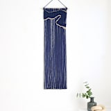 "Fiber Art Wall hanging - Crescent Bay" - Original Textile Art in blue by Bharti Trivedi