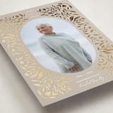 "Golden Botanical Frame" - Foil Press Memorial Cards in Biscotti by Susan Zinader - Detail