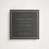 "Timeless Charm" - Foil Press Memorial Cards in Charcoal by Lucrecia Caporale - Front