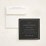 "Timeless Charm" - Foil Press Memorial Cards in Charcoal by Lucrecia Caporale - Card with Envelope