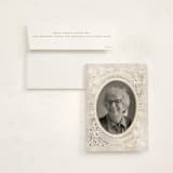 "Floral Tribute" - Foil Press Memorial Cards in Almond by Creo Study - Card with Envelope