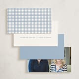 "Classic Gingham" - Mini Note Cards in Pond by Creo Study - Back of Card Options